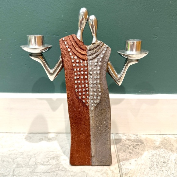 Stainless steel silver Candle Stick Holder Couple wedding candles GIFT Judaica - Picture 2 of 12